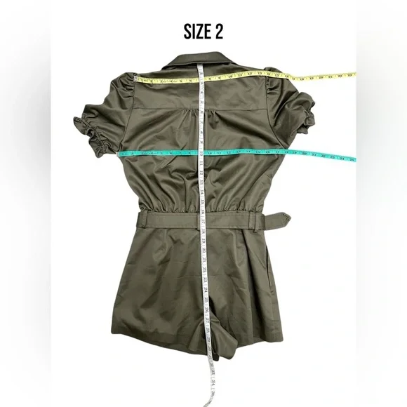 GENERATION LOVE Natlina Gambardine Romper Olive Green Women Size 0 2 XS Sm $325 - Picture 9 of 13